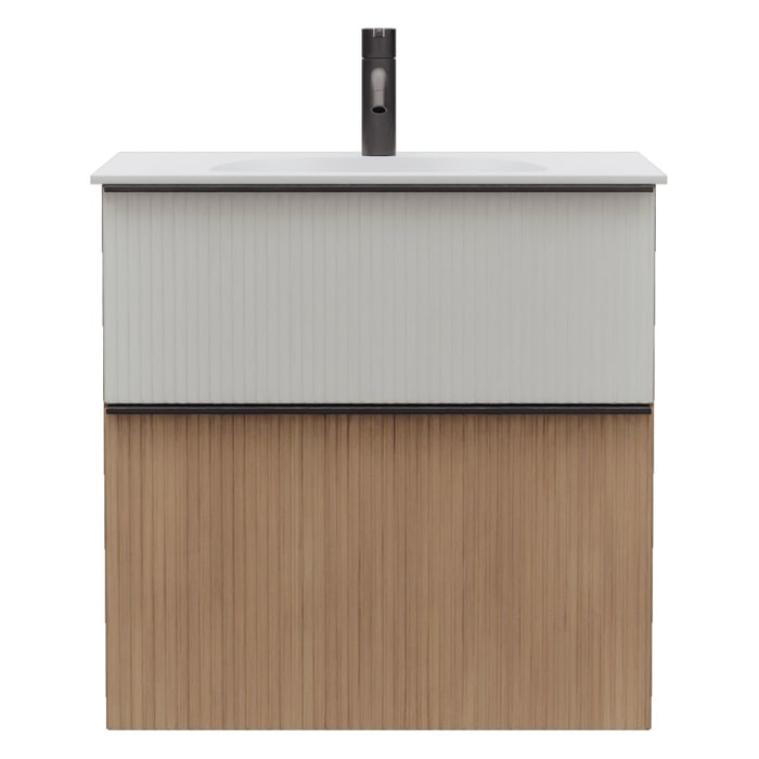 burgbad Fiumo 2.0 Mineralguss-Waschtisch mit Waschtischunterschrank 62 cm, mit Griff G0200