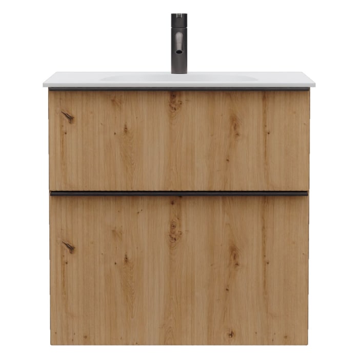 burgbad Fiumo 2.0 Mineralguss-Waschtisch mit Waschtischunterschrank 62 cm, mit Griff G0200