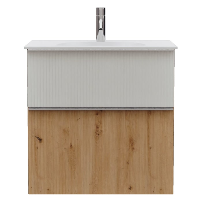 burgbad Fiumo 2.0 Mineralguss-Waschtisch mit Waschtischunterschrank 62 cm, mit Griff G0146