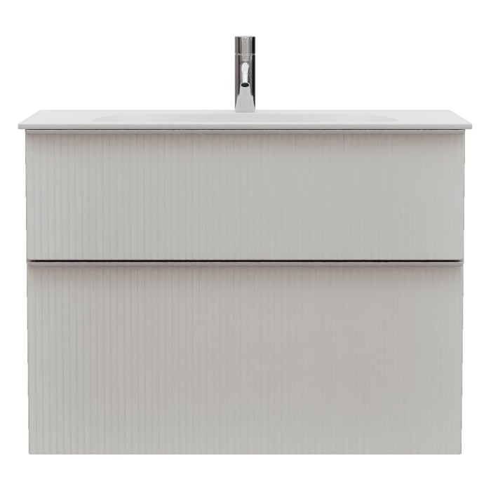 burgbad Fiumo 2.0 Mineralguss-Waschtisch mit Waschtischunterschrank 82 cm, mit Griff G0146