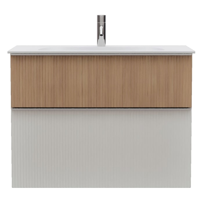 burgbad Fiumo 2.0 Mineralguss-Waschtisch mit Waschtischunterschrank 82 cm, mit Griff G0146