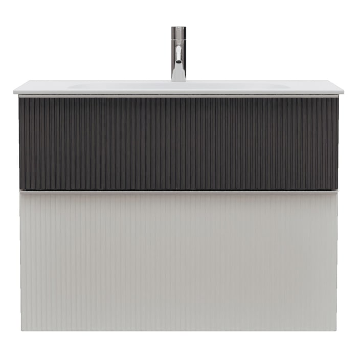 burgbad Fiumo 2.0 Mineralguss-Waschtisch mit Waschtischunterschrank 82 cm, mit Griff G0146