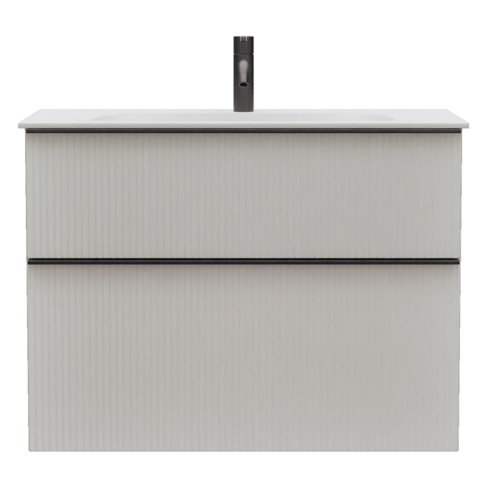 burgbad Fiumo 2.0 Mineralguss-Waschtisch mit Waschtischunterschrank 82 cm, mit Griff G0200