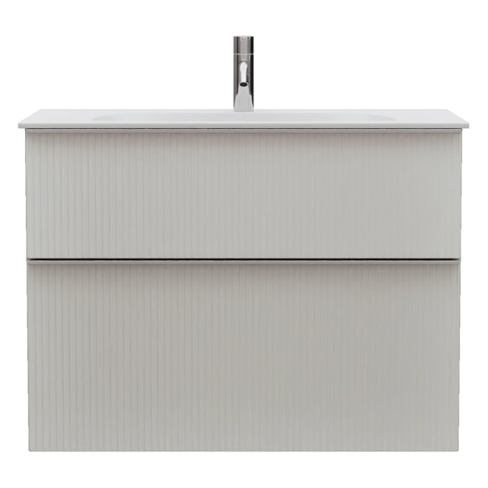 burgbad Fiumo 2.0 Mineralguss-Waschtisch mit Waschtischunterschrank 82 cm, mit Griff G0146