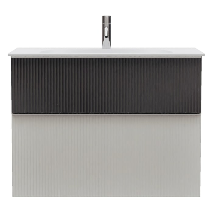 burgbad Fiumo 2.0 Mineralguss-Waschtisch mit Waschtischunterschrank 82 cm, mit Griff G0146