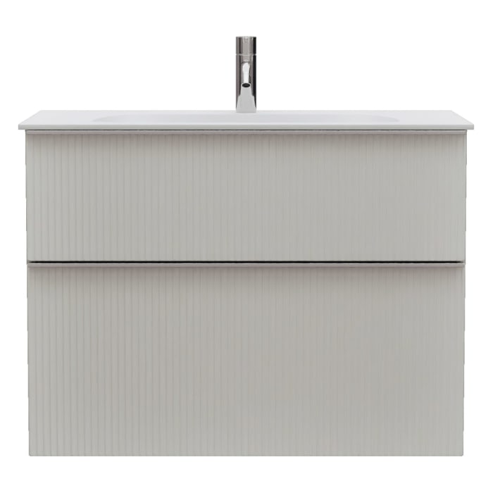 burgbad Fiumo 2.0 Mineralguss-Waschtisch mit Waschtischunterschrank 82 cm, mit Griff G0146