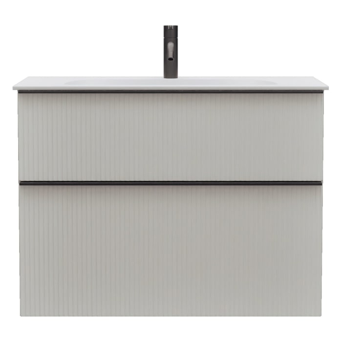 burgbad Fiumo 2.0 Mineralguss-Waschtisch mit Waschtischunterschrank 82 cm, mit Griff G0200