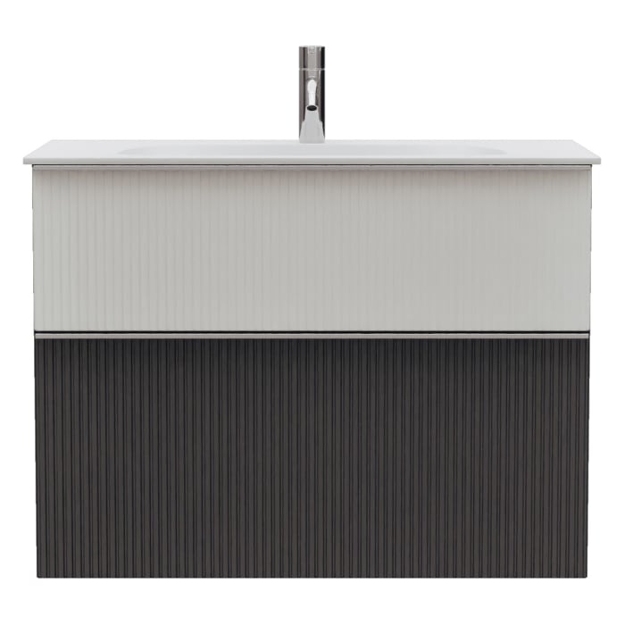 burgbad Fiumo 2.0 Mineralguss-Waschtisch mit Waschtischunterschrank 82 cm, mit Griff G0146