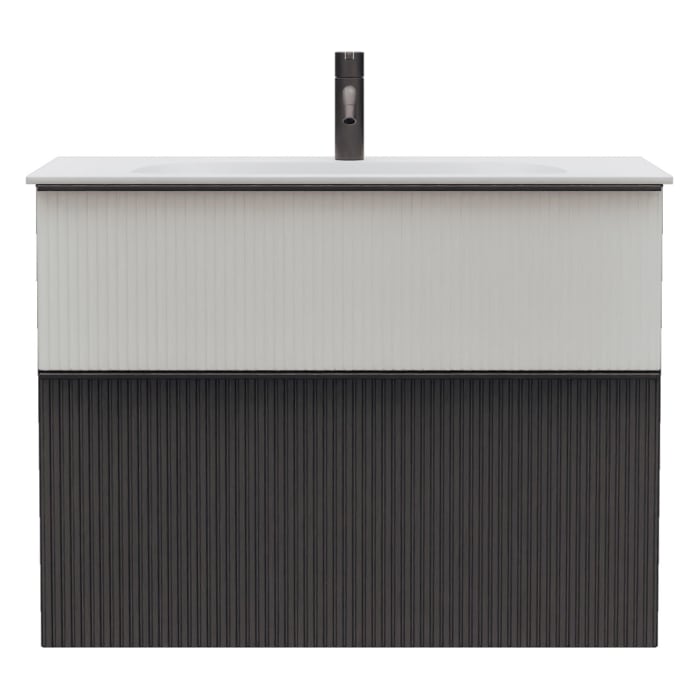 burgbad Fiumo 2.0 Mineralguss-Waschtisch mit Waschtischunterschrank 82 cm, mit Griff G0200