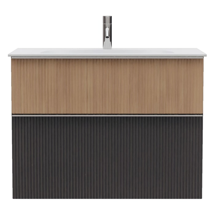 burgbad Fiumo 2.0 Mineralguss-Waschtisch mit Waschtischunterschrank 82 cm, mit Griff G0146