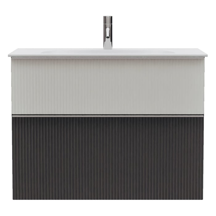 burgbad Fiumo 2.0 Mineralguss-Waschtisch mit Waschtischunterschrank 82 cm, mit Griff G0146