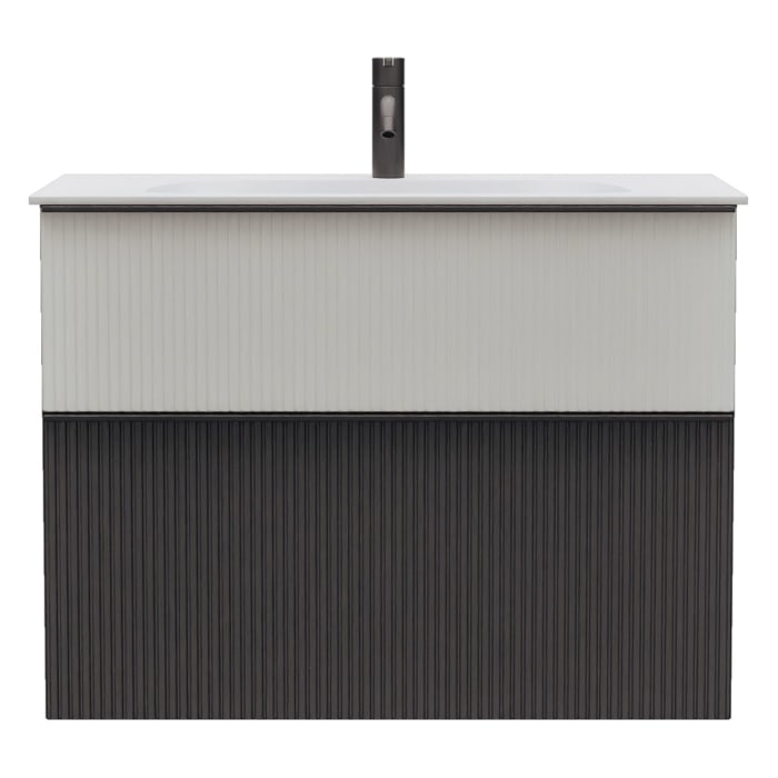 burgbad Fiumo 2.0 Mineralguss-Waschtisch mit Waschtischunterschrank 82 cm, mit Griff G0200