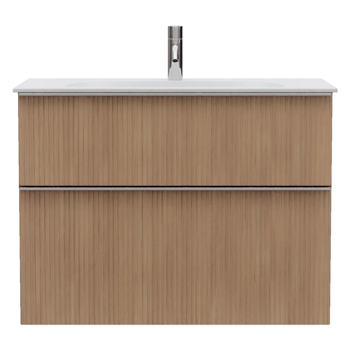 burgbad Fiumo 2.0 Mineralguss-Waschtisch mit Waschtischunterschrank 82 cm, mit Griff G0146