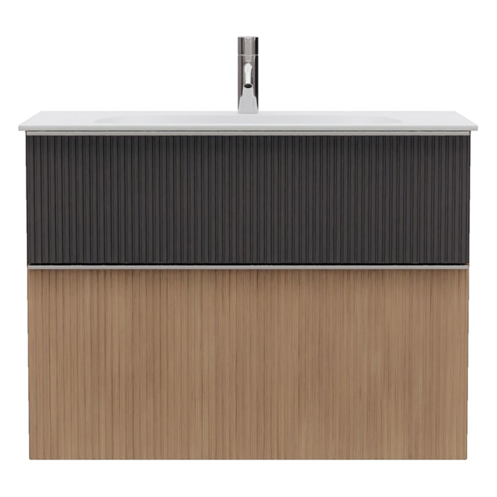 burgbad Fiumo 2.0 Mineralguss-Waschtisch mit Waschtischunterschrank 82 cm, mit Griff G0146