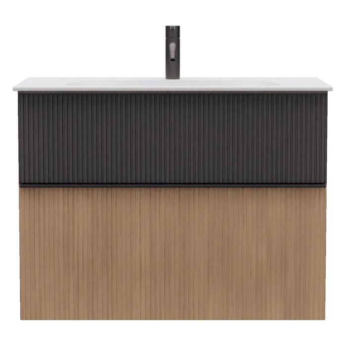 burgbad Fiumo 2.0 Mineralguss-Waschtisch mit Waschtischunterschrank 82 cm, mit Griff G0200