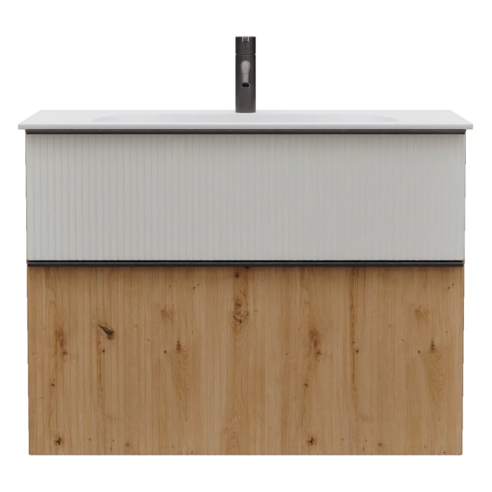 burgbad Fiumo 2.0 Mineralguss-Waschtisch mit Waschtischunterschrank 82 cm, mit Griff G0200