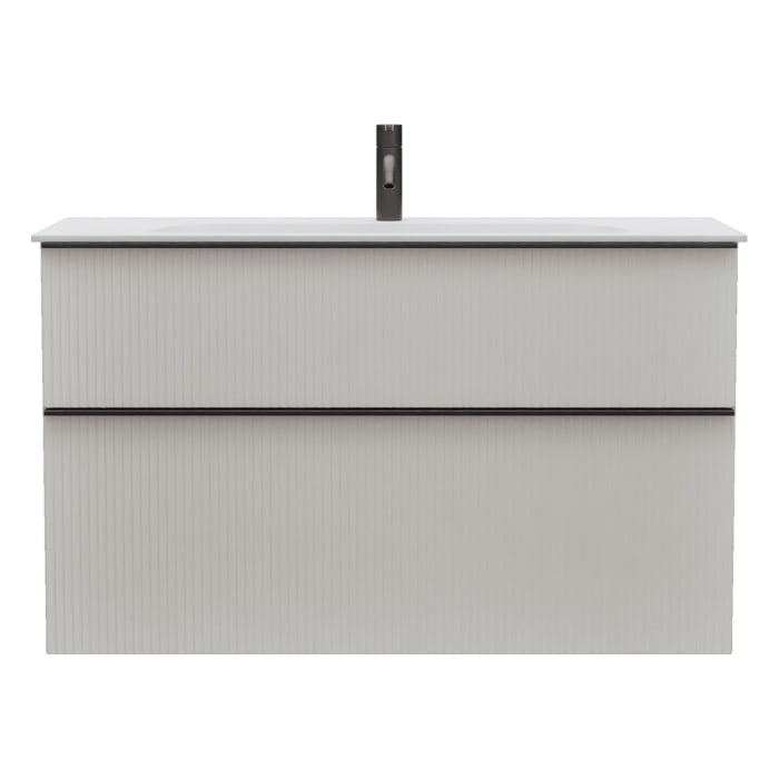 burgbad Fiumo 2.0 Mineralguss-Waschtisch mit Waschtischunterschrank 102 cm, mit Griff G0200