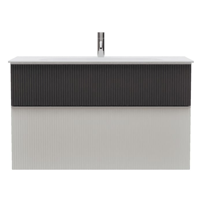 burgbad Fiumo 2.0 Mineralguss-Waschtisch mit Waschtischunterschrank 102 cm, mit Griff G0146