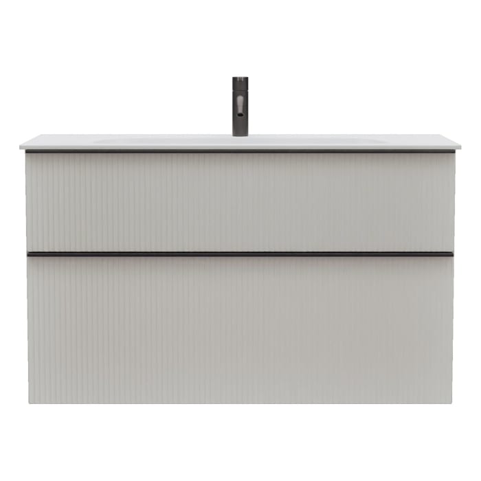 burgbad Fiumo 2.0 Mineralguss-Waschtisch mit Waschtischunterschrank 102 cm, mit Griff G0200