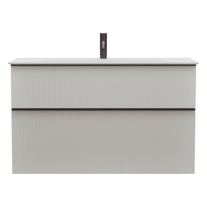 burgbad Fiumo 2.0 Mineralguss-Waschtisch mit Waschtischunterschrank 102 cm, mit Griff G0200