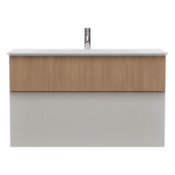 burgbad Fiumo 2.0 Mineralguss-Waschtisch mit Waschtischunterschrank 102 cm, mit Griff G0146