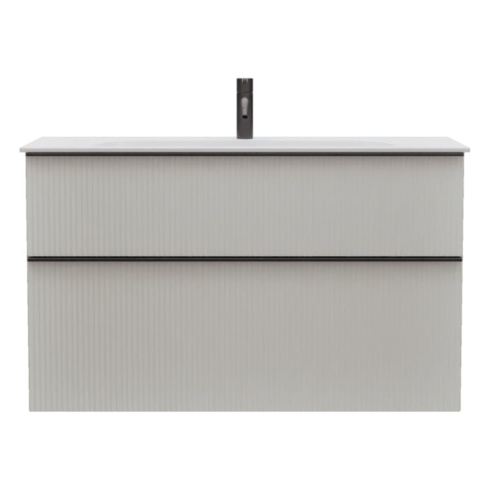 burgbad Fiumo 2.0 Mineralguss-Waschtisch mit Waschtischunterschrank 102 cm, mit Griff G0200