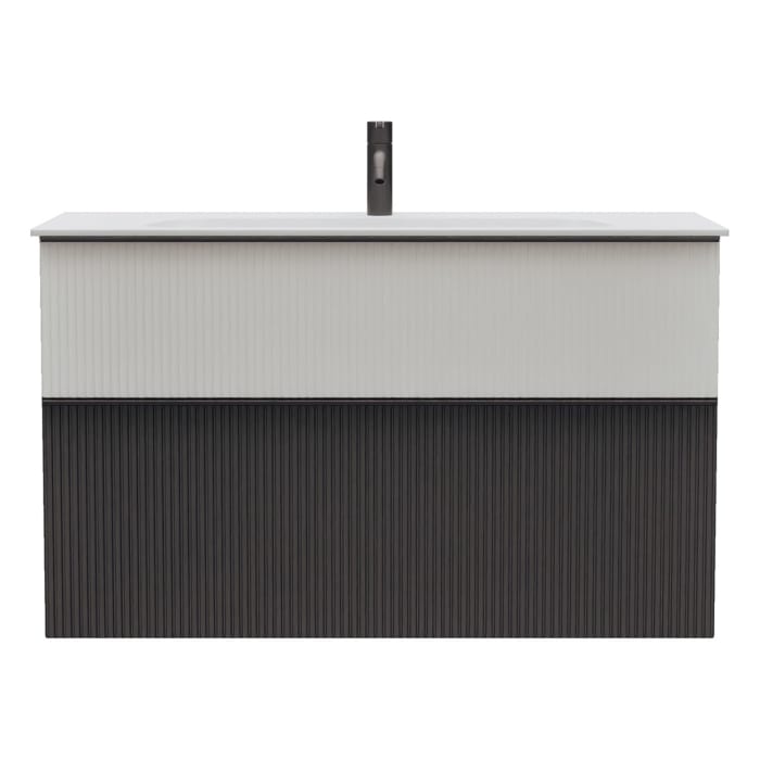 burgbad Fiumo 2.0 Mineralguss-Waschtisch mit Waschtischunterschrank 102 cm, mit Griff G0200