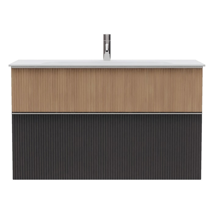 burgbad Fiumo 2.0 Mineralguss-Waschtisch mit Waschtischunterschrank 102 cm, mit Griff G0146