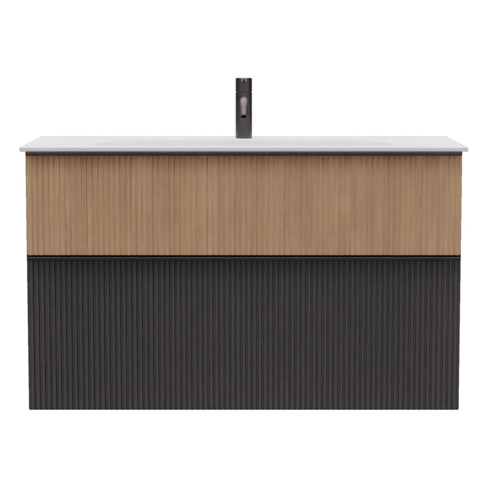 burgbad Fiumo 2.0 Mineralguss-Waschtisch mit Waschtischunterschrank 102 cm, mit Griff G0200