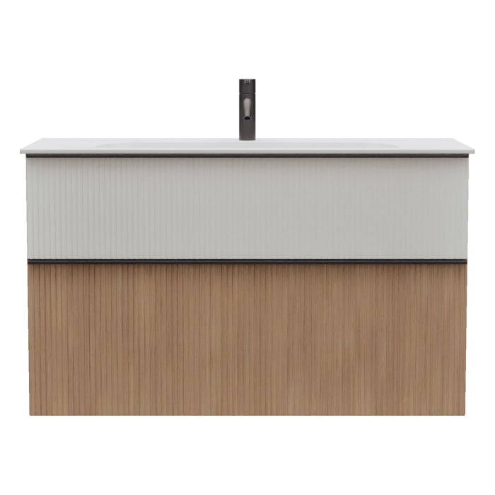 burgbad Fiumo 2.0 Mineralguss-Waschtisch mit Waschtischunterschrank 102 cm, mit Griff G0200