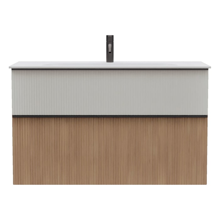 burgbad Fiumo 2.0 Mineralguss-Waschtisch mit Waschtischunterschrank 102 cm, mit Griff G0200