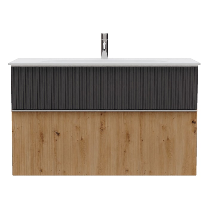burgbad Fiumo 2.0 Mineralguss-Waschtisch mit Waschtischunterschrank 102 cm, mit Griff G0146