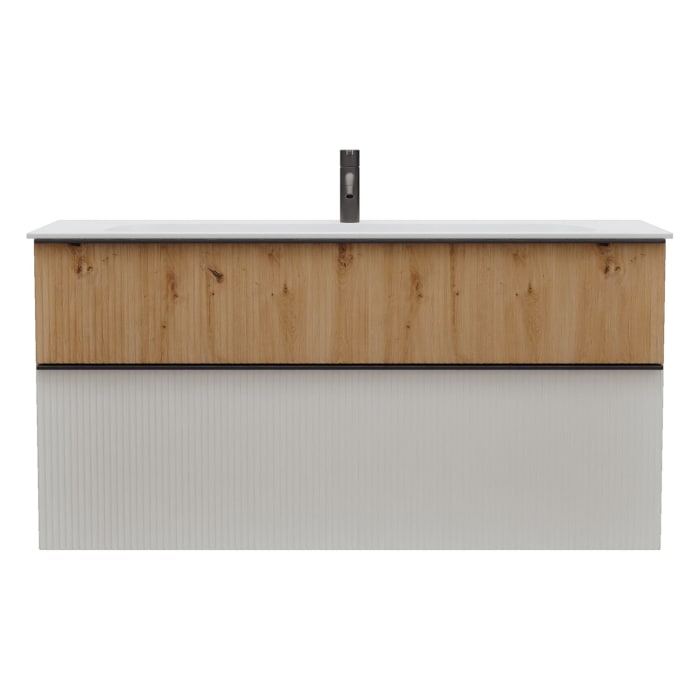 burgbad Fiumo 2.0 Mineralguss-Waschtisch mit Waschtischunterschrank 122 cm, mit Griff G0200