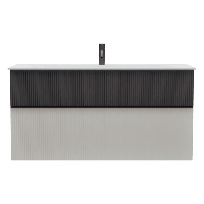 burgbad Fiumo 2.0 Mineralguss-Waschtisch mit Waschtischunterschrank 122 cm, mit Griff G0200