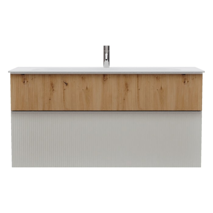 burgbad Fiumo 2.0 Mineralguss-Waschtisch mit Waschtischunterschrank 122 cm, mit Griff G0146