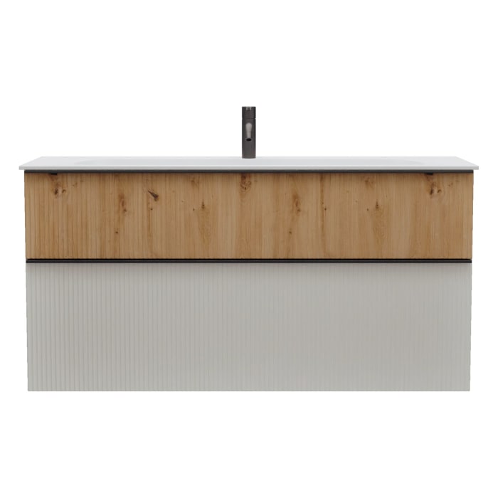 burgbad Fiumo 2.0 Mineralguss-Waschtisch mit Waschtischunterschrank 122 cm, mit Griff G0200