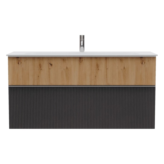 burgbad Fiumo 2.0 Mineralguss-Waschtisch mit Waschtischunterschrank 122 cm, mit Griff G0146