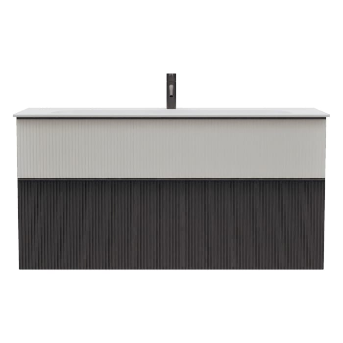 burgbad Fiumo 2.0 Mineralguss-Waschtisch mit Waschtischunterschrank 122 cm, mit Griff G0200