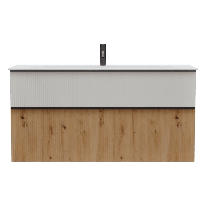burgbad Fiumo 2.0 Mineralguss-Waschtisch mit Waschtischunterschrank 122 cm, mit Griff G0200