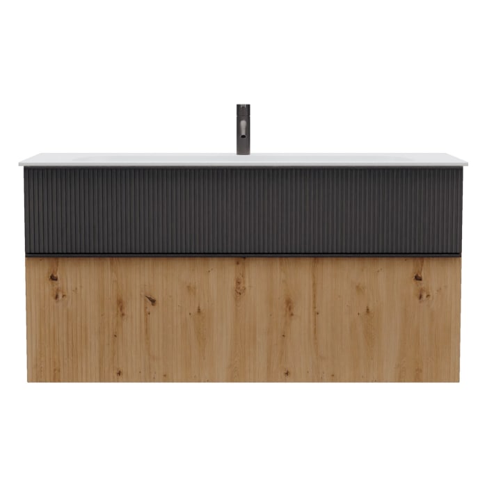 burgbad Fiumo 2.0 Mineralguss-Waschtisch mit Waschtischunterschrank 122 cm, mit Griff G0200