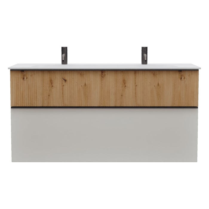 burgbad Fiumo 2.0 Mineralguss-Waschtisch mit Waschtischunterschrank 122 cm, mit Griff G0200