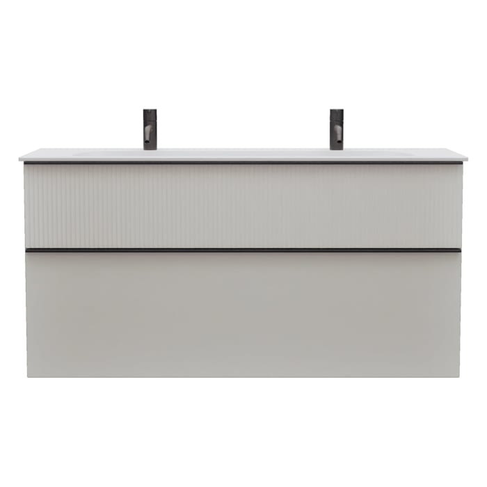 burgbad Fiumo 2.0 Mineralguss-Waschtisch mit Waschtischunterschrank 122 cm, mit Griff G0200