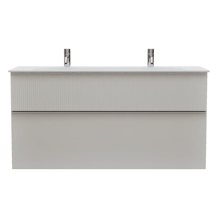 burgbad Fiumo 2.0 Mineralguss-Waschtisch mit Waschtischunterschrank 122 cm, mit Griff G0146