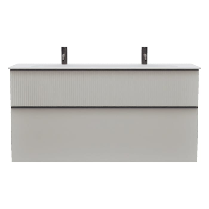 burgbad Fiumo 2.0 Mineralguss-Waschtisch mit Waschtischunterschrank 122 cm, mit Griff G0200