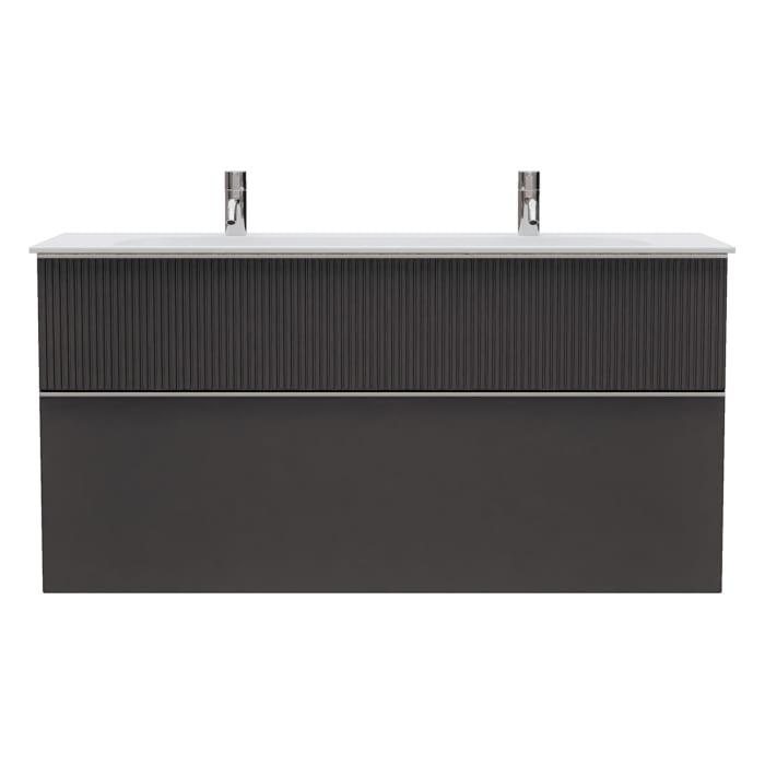 burgbad Fiumo 2.0 Mineralguss-Waschtisch mit Waschtischunterschrank 122 cm, mit Griff G0146