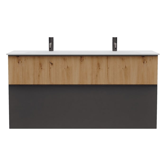 burgbad Fiumo 2.0 Mineralguss-Waschtisch mit Waschtischunterschrank 122 cm, mit Griff G0200