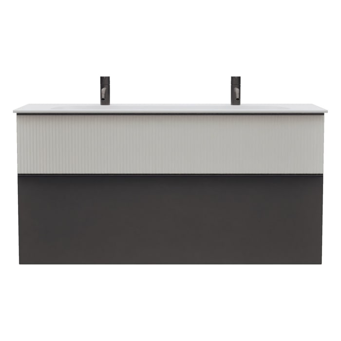 burgbad Fiumo 2.0 Mineralguss-Waschtisch mit Waschtischunterschrank 122 cm, mit Griff G0200