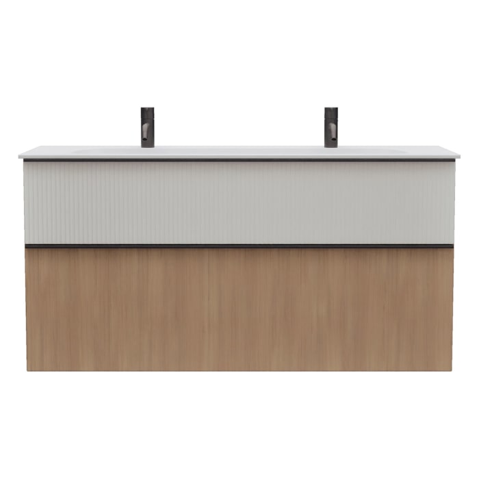 burgbad Fiumo 2.0 Mineralguss-Waschtisch mit Waschtischunterschrank 122 cm, mit Griff G0200