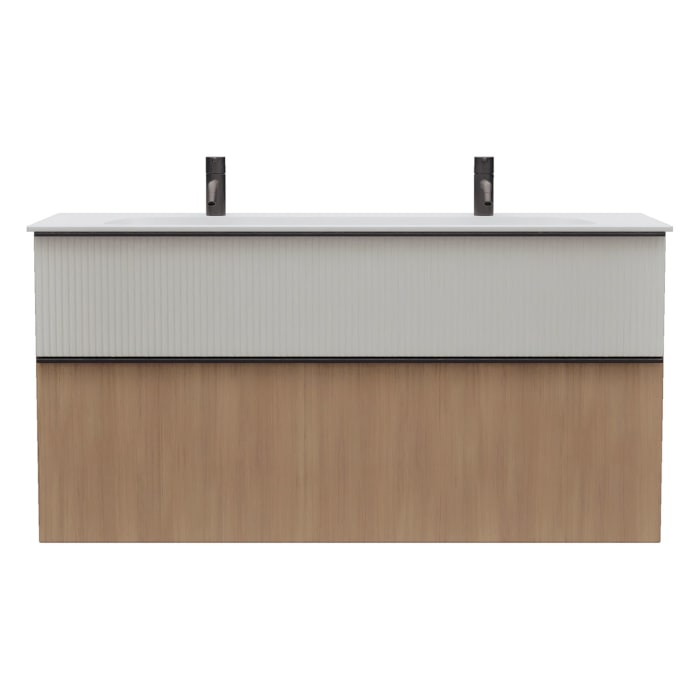 burgbad Fiumo 2.0 Mineralguss-Waschtisch mit Waschtischunterschrank 122 cm, mit Griff G0200