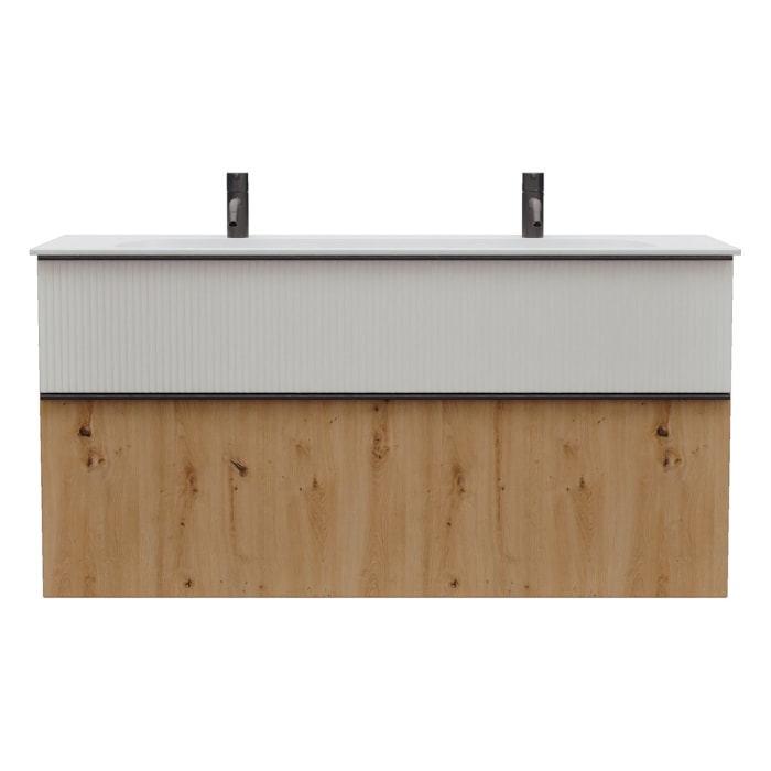 burgbad Fiumo 2.0 Mineralguss-Waschtisch mit Waschtischunterschrank 122 cm, mit Griff G0200